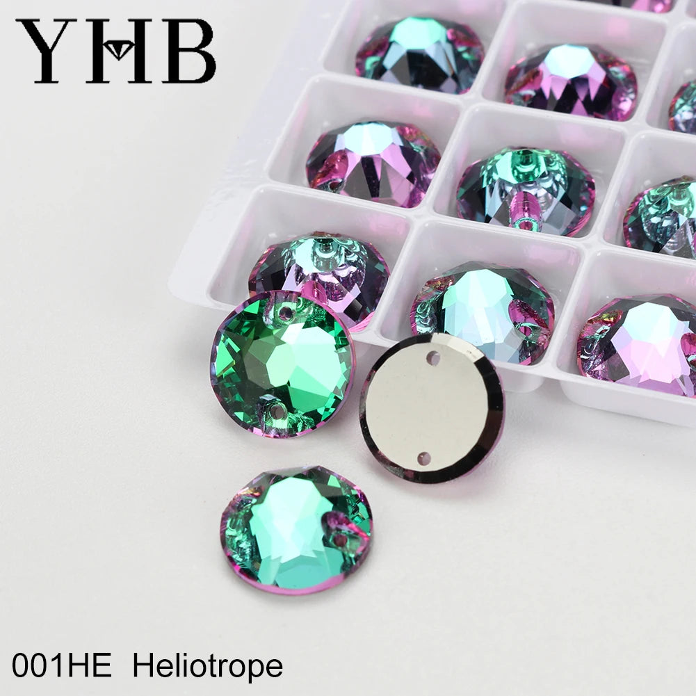 YHB Top Quality XIRIUS Glass Crystal AB Moonlight Sewing Stones Flatback Sew on Rhinestones For Garment Clothes Bags
