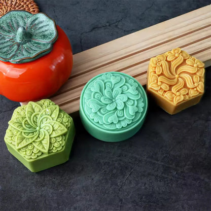 Vintage Embossed Flower Silicone Soap Mold Square Round Hexagon Mould Handmade Soap Candle Epoxy Resin Kit Soap Casting Suppl