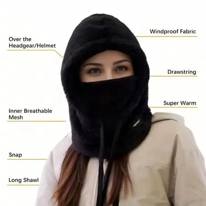 Warm Thermal Windproof Balaclava Ski Hood Motorcycle Face Cover Polar Fleece Adjustable Cycling Neck Cover Full Face Mask Win
