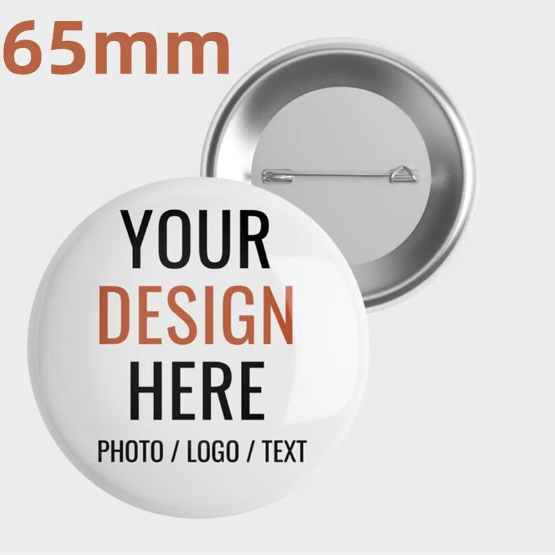 Customized Personalized Tinplate Enamel Pins Creativity Printed Pictures Text Metal Lapel Badges Brooches Jewelry Gift - 65mm