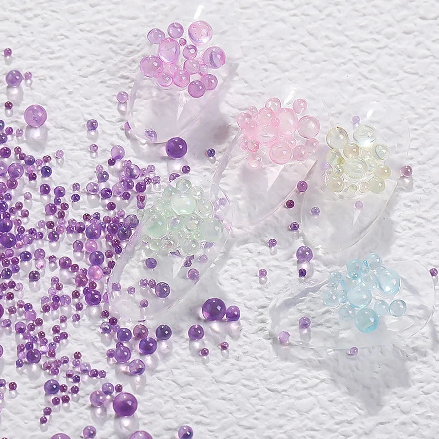 Nails Art Bubble Rhinestones Purple Yellow Pink Accessories Glass 3d Epoxy Glass Parts 1 Box Material Charms