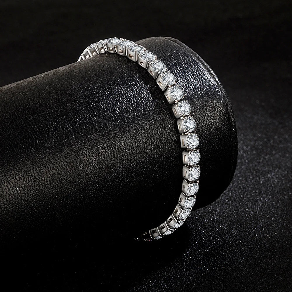 S925 Silver Platinum Plated Moissanite Bracelet Sparkling Personality Wedding Jewelry Gift Charm Bracelet For Women