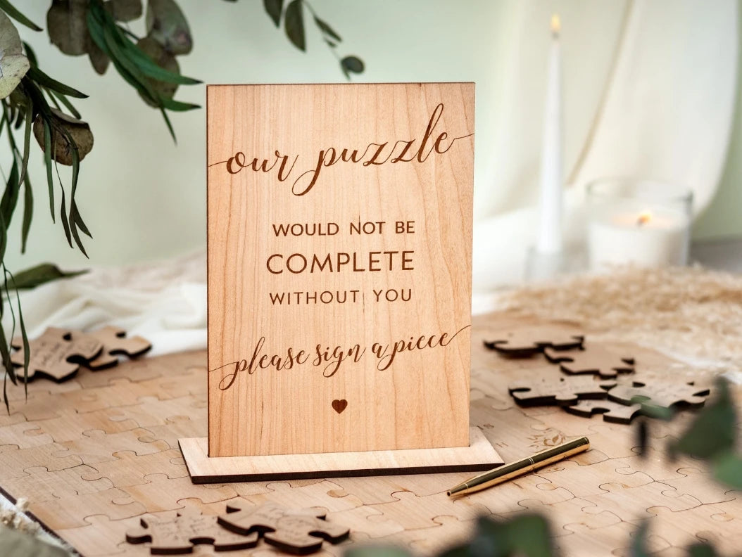 Wedding Guest Book Alternative Puzzle Guest Book, Custom Jigsaw Guestbook, Rustic Wedding Table Décor, Wood Guestbook