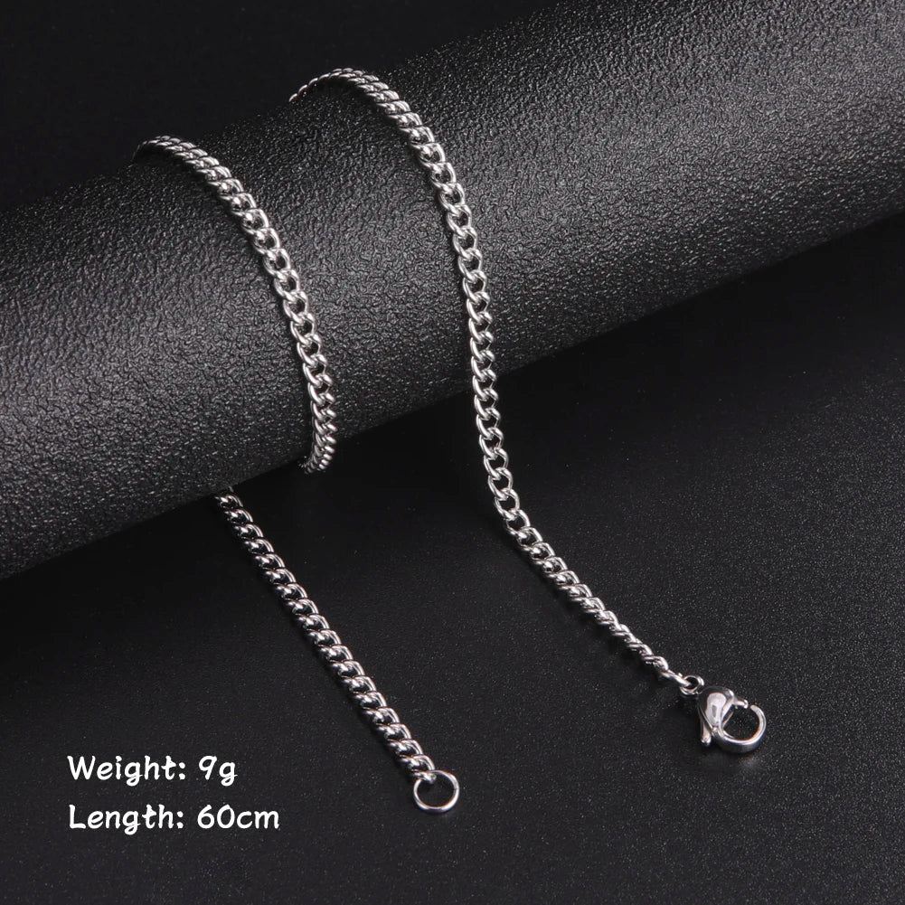 Skyrim Fashion 60cm Long Box Chain Necklace Men Stainless Steel Black Gold Color Link Chains Basic Punk Jewelry