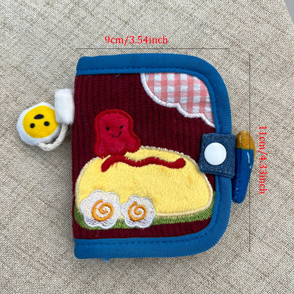 New Arrival Cute Canvas Wallet Short Zipper Wallets for Woman Purse Small Fold Denim Corduroy Card Holders Coin Purse Cartoon