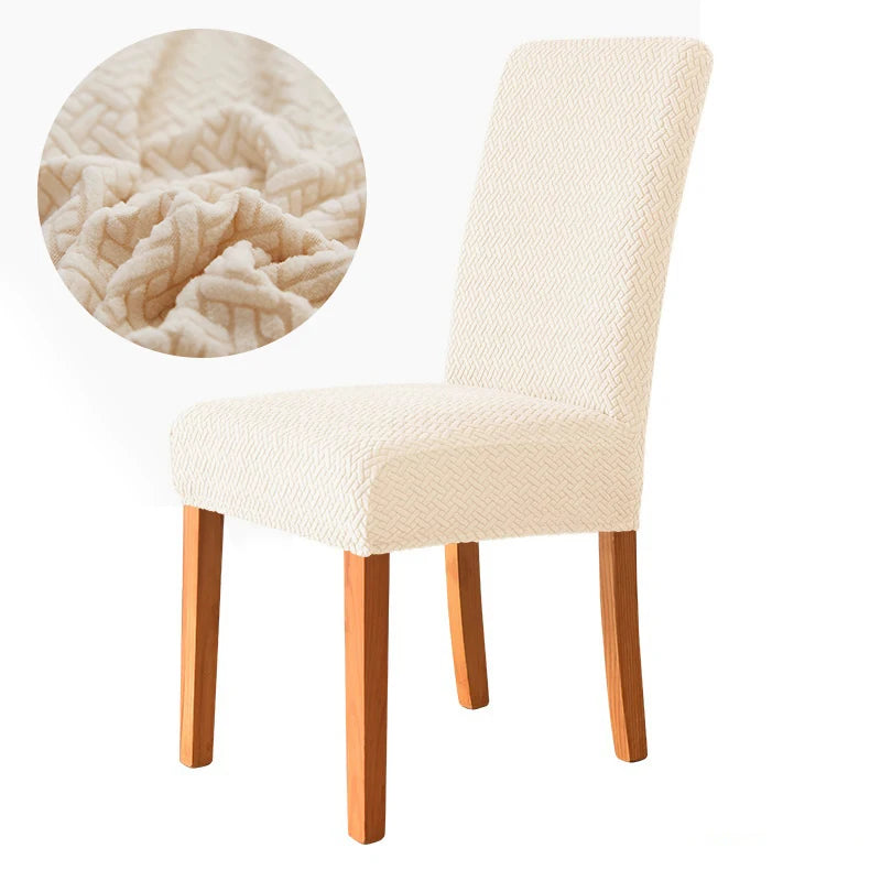 Elastic Dining Room Chair Cover Stretch Thick Jacquard Kitchen Chair Cover Slipcover For Dining Kitchen Hotel Wedding Banquet