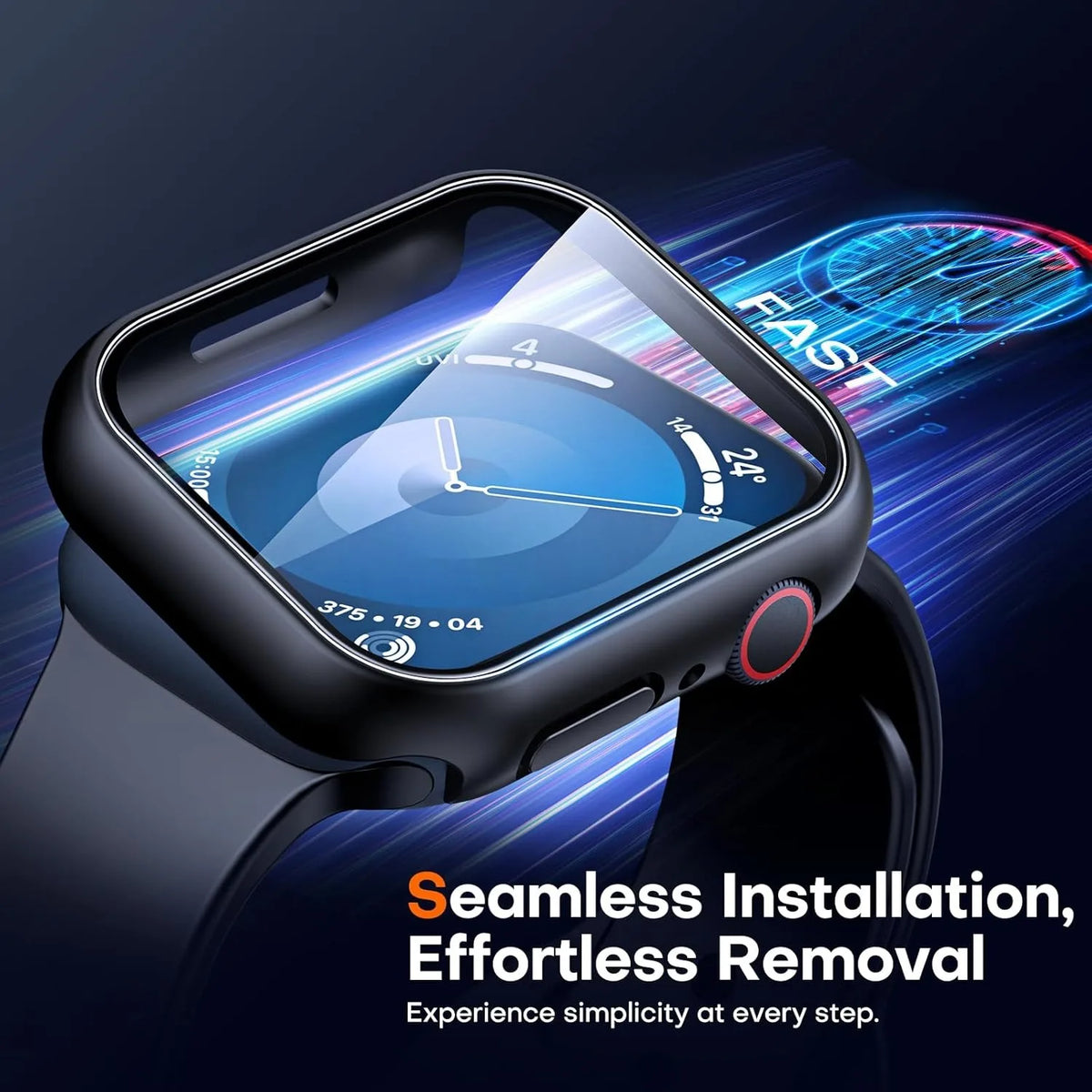 Tempered glass+Case for Apple Watch 46mm 44mm 45mm 41mm 40mm 42mm Screen Protector for iwatch series 10 9 8 7 6 SE 5 Accessor