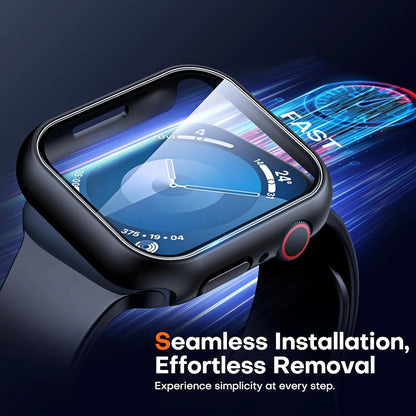 Tempered glass+Case for Apple Watch 46mm 44mm 45mm 41mm 40mm 42mm Screen Protector for iwatch series 10 9 8 7 6 SE 5 Accessor
