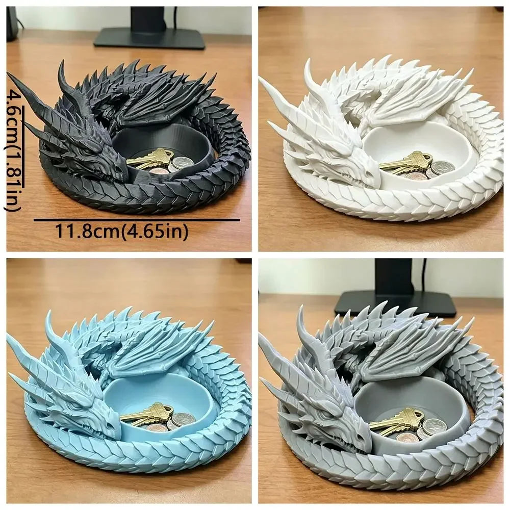 Creative Gothic 3D Printing Dragon Tray Decorative Plastic Ring Display Plate Dark Style Desktop Organizer Entryway Decor