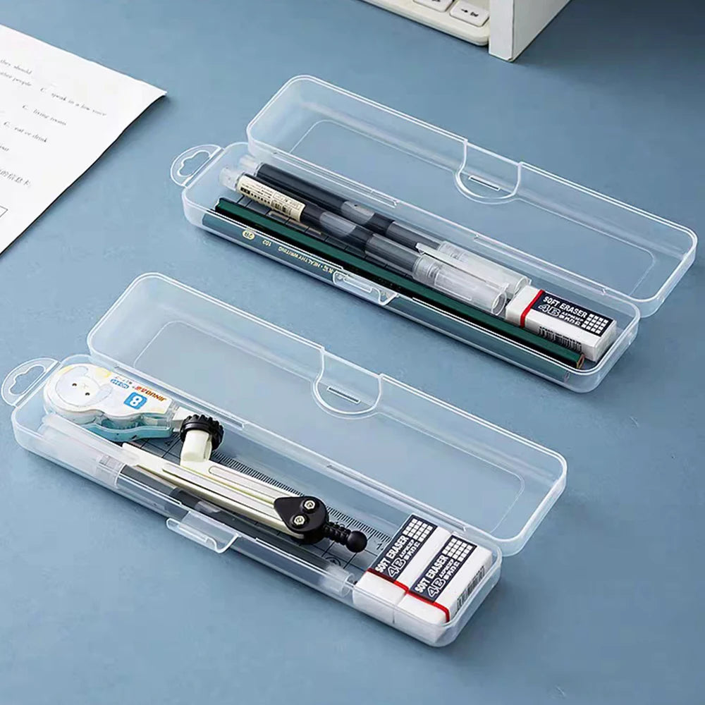 Transparent Plastic Storage Box Organizer Stickers Box Desktop Container Portable Plastic Clear Box Art Tool Case Stationery