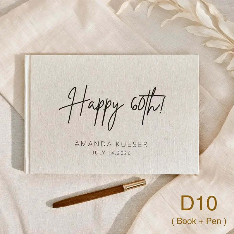 Custom Wedding Guest Book with Pen Personalized Linen Hardcover Photo Album Wedding Keepsake & Anniversary Memory Guestbook G