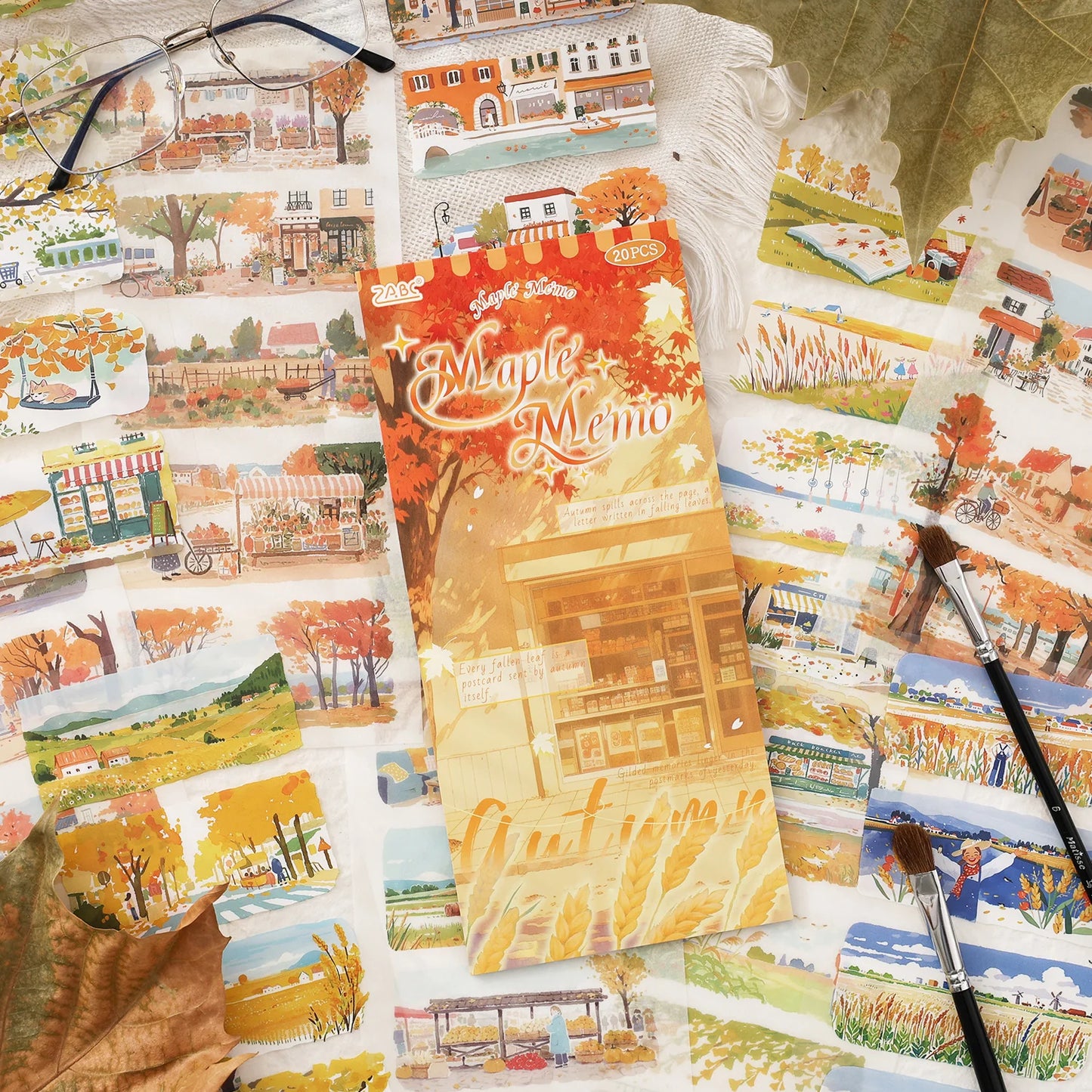 20sheets Four Seasons Scenery Series Ins PET+Washi Dual Material Stickers Book Creative Collage DIY Scrapbook Aesthetic Stick