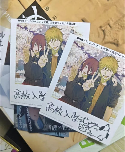 Anime Reze Denji Small Card Photo Cards Cosplay DIY Postcard Bookmark Accessories Ornament Props 2pcs/Set