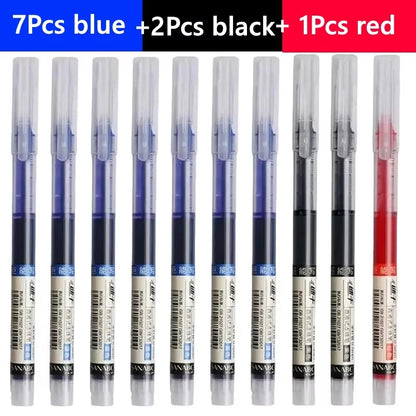 3-102Pcs/set Needle Type Gel Pens Straight Liquid Ballpoint Pen Kawaii Stationery School Office Supplies Writing - 7blue 2bla