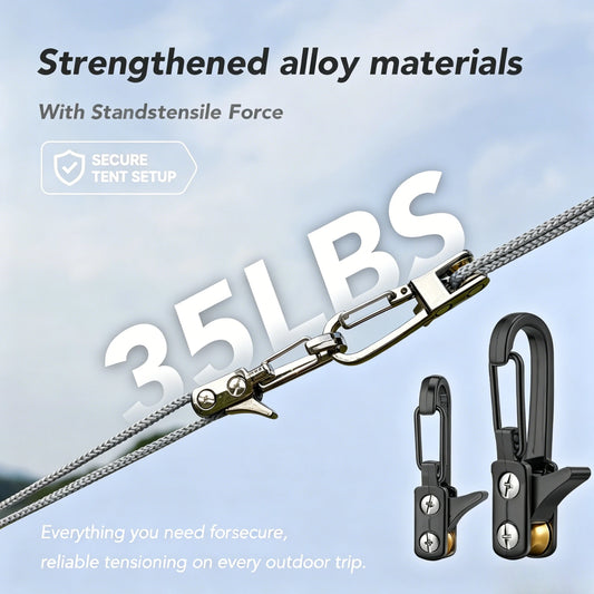 Rope fasteners and tensioners - High-strength retractable paracord with alloy carabiners and windproof binding straps