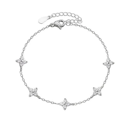 925 Sterling Silver Shiny Zircon Flower Bracelets For Women Charm Temperament Chain Bracelet Party Wedding Jewelry Holiday Gi