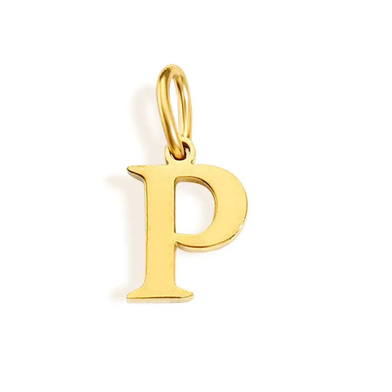 26 Letter Alphabet Initial 10mm Charm Pendant Jewelry Gold Stainless Steel Simple PVD Plated DIY Necklace Bracelet Jewelry - 