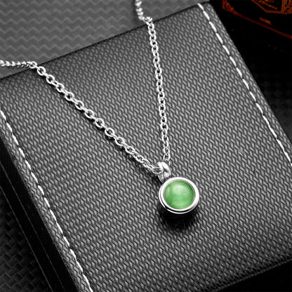 Stainless Steel Birthstone Pendant Necklace - Cremation Ashes Jewelry with Colorful Gemstones, Keepsake Memorial for Human As