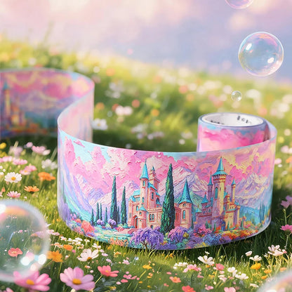 Wide European Town Scenery Washi Tape, Background Tape for Junk Journal Scene Making, Ideal Holiday & Birthday Gift