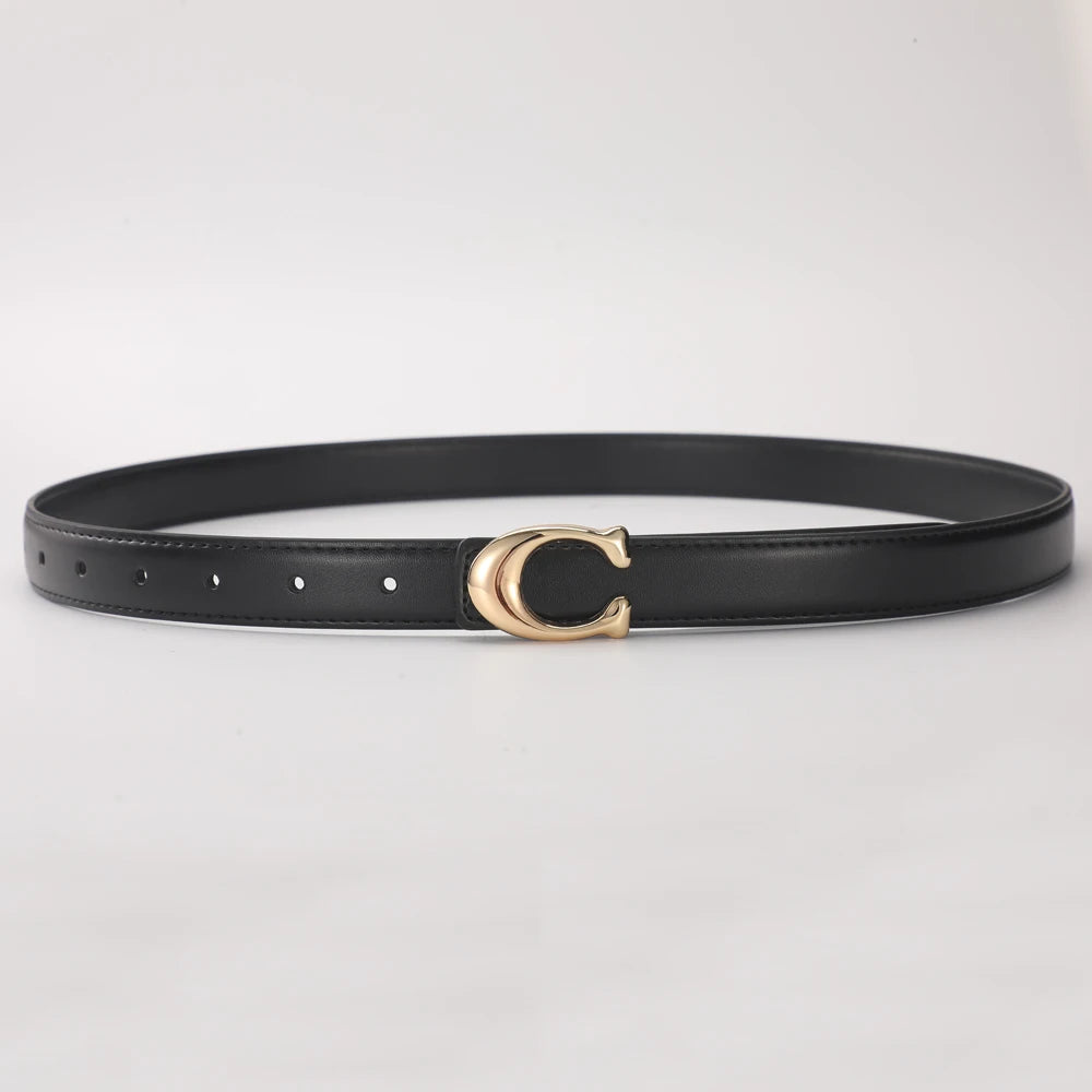 Women's Fashionable Belt C-shaped Buckle Smooth Buckle Temperament Double-sided Gift For Mother Using Belt - G / 95cm