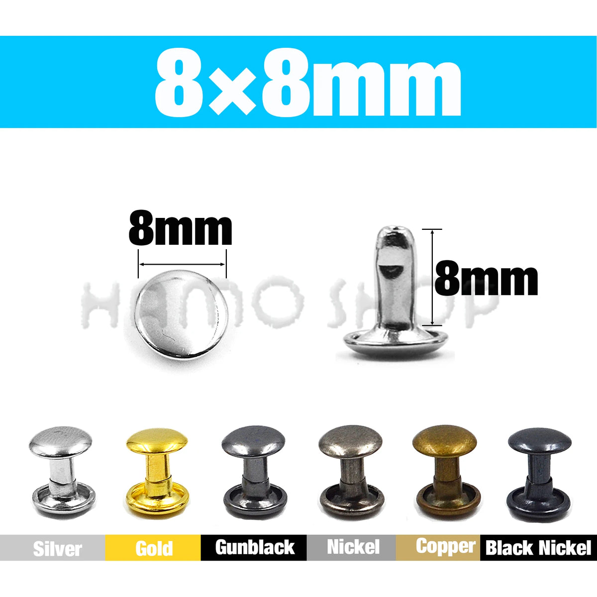 100Sets 5-15mm Metal Double Cap Rivets Stud Round Nail Rivet For Leathercraft Accessories Repair Shoes Bag Belt Clothing Garm