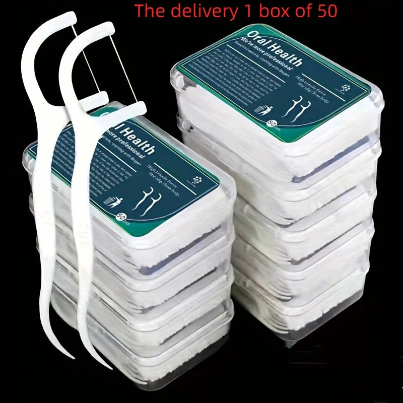 50pcs Dental Floss, Deep Cleaning Dental Floss For Proper Oral Care, Portable Disposable Dental Floss Picks For Travel Daily 