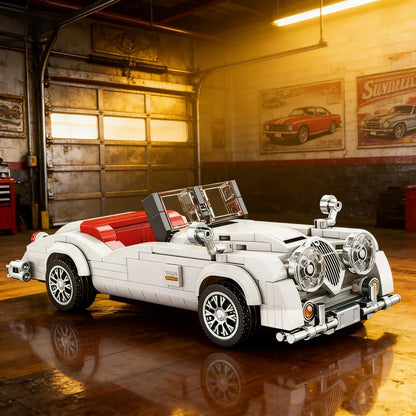 Vintage Convertible Car Building Blocks, Classic Retro Vehicle Model, Collectible Desktop Decor