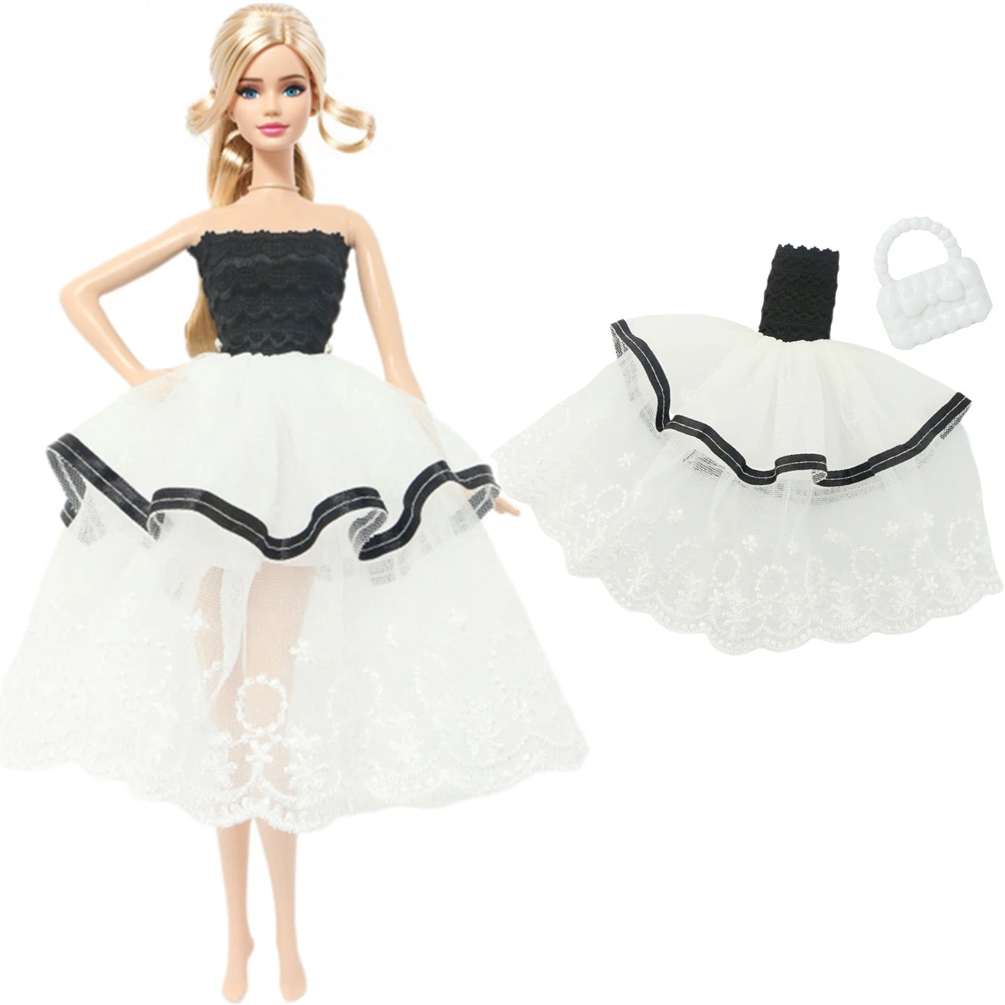 New Fashion Doll Dress Daily Outfit Girl Party Skirt Cute Mini Gown With Bag Clothes for 1/6 Doll DIY Accessories Baby Toys -