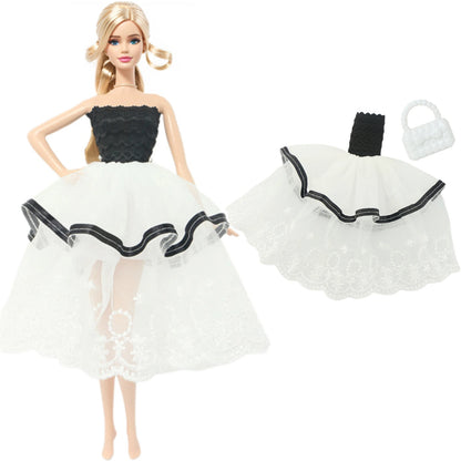 New Fashion Doll Dress Daily Outfit Girl Party Skirt Cute Mini Gown With Bag Clothes for 1/6 Doll DIY Accessories Baby Toys -
