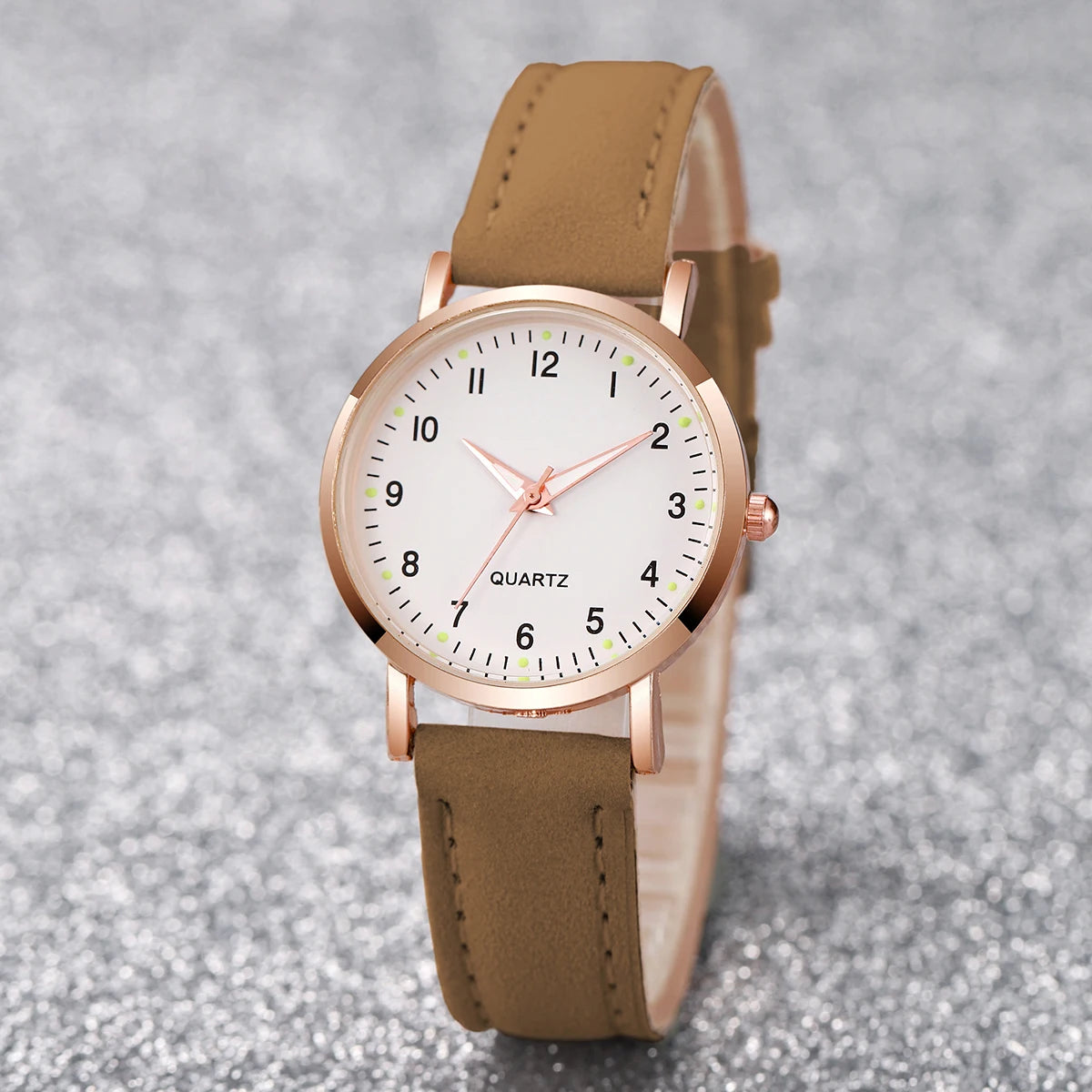 Fashion Women Watches Casual Arabic Dial Ladies Leather Band Quartz Watch Reloj Mujer Girls Clock Gift - Brown