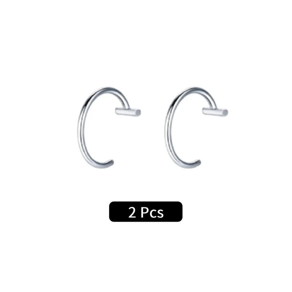 2Pcs/6Pcs Stainless Steel Fake C Clip Lip Ring Labret Piercing Earring Fake Nose Piercing Cool Women Body Jewelry Non-Pierced