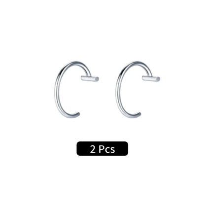 2Pcs/6Pcs Stainless Steel Fake C Clip Lip Ring Labret Piercing Earring Fake Nose Piercing Cool Women Body Jewelry Non-Pierced
