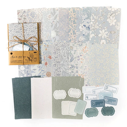 40Pcs Floral Handmade Paper Mix Material Junk Journal Planner Scrapbooking Vintage Decorative Collage DIY Craft Background Pa