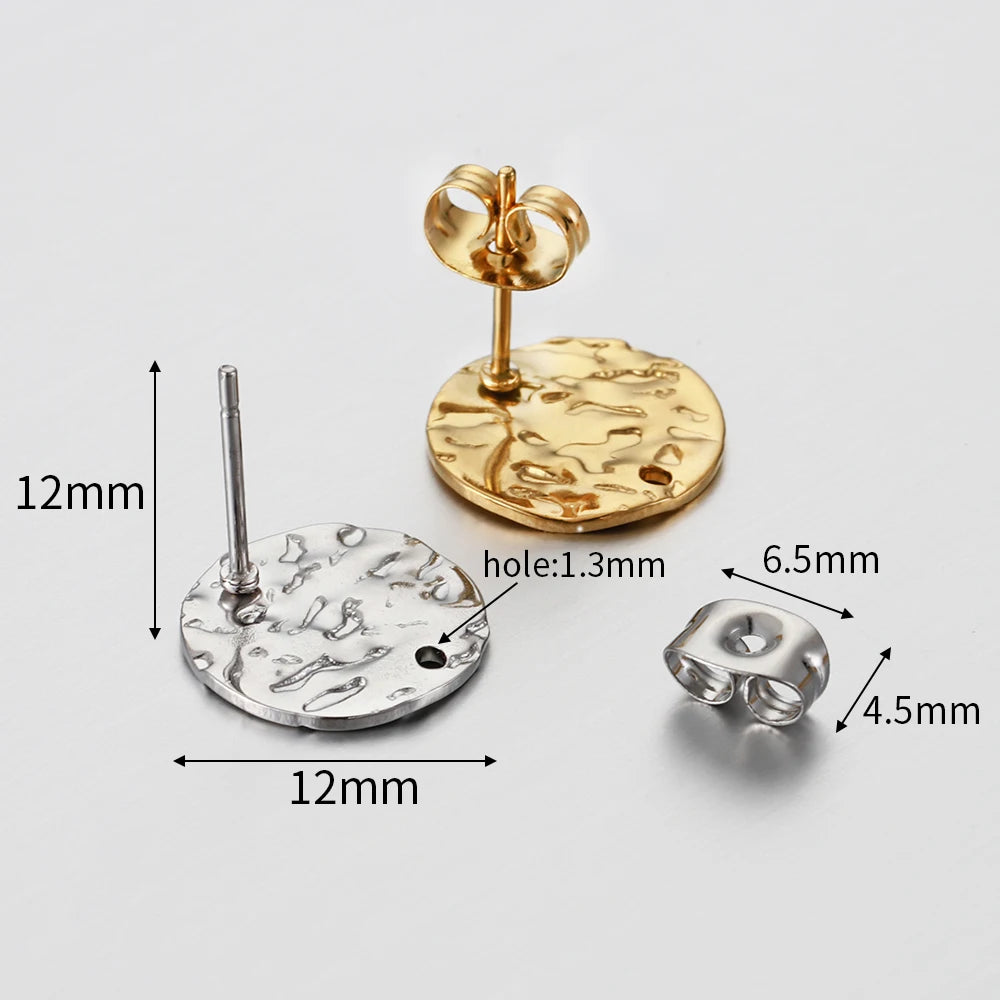 10pcs Stainless Steel Embossing Ear Studs Earring Posts Set for Earrings Piercing Jewelry Making DIY