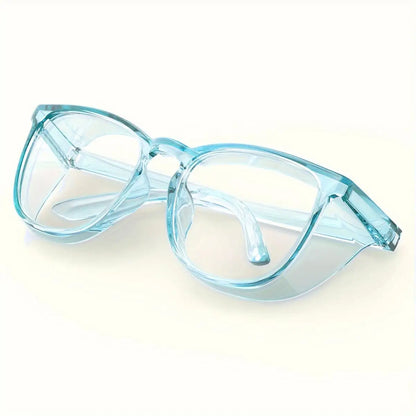 1pc Anti Pollen Safety Glasses Square Anti Fog Blue Light Blocking Glasses with Side Shields for School Daily Life - Blue