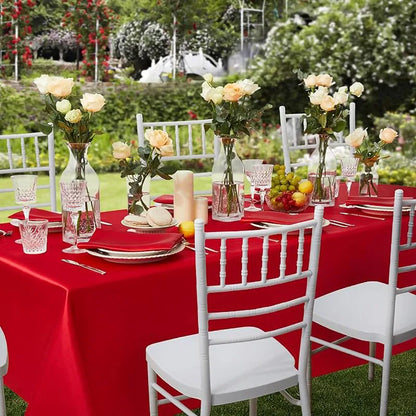 White Rectangle Satin Tablecloth Wedding Table Cloth For Christmas Baby Shower Birthday Events Banquet Decor Home Dining Tabl