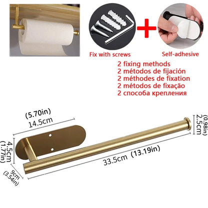 Kitchen Paper Towel Holder Adhesive Tissue Hanger Toilet Roll Paper Dispenser Cabinet Storage Napkin Rack Bathroom Accessorie