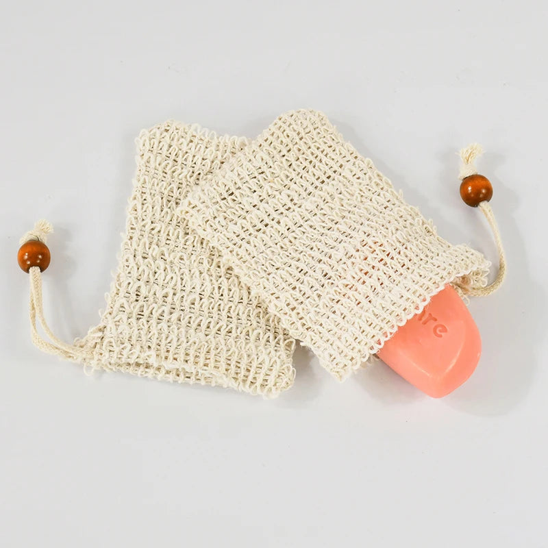 5-50pcs Natural Sisal Soap Bags Shower Bath Exfoliating Soap Saver Pouch Holder for Bath & Shower Use Soap Packaging Mesh Bag