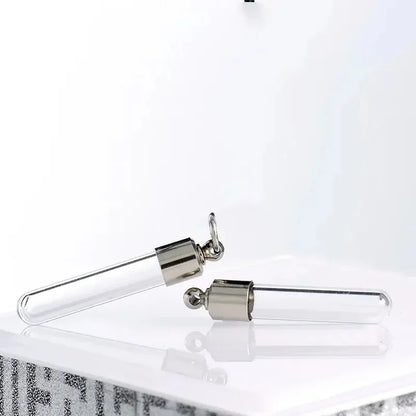 Stainless Steel Glass Cremation Cylinder Tube Urn Pendant Memorial Necklace Ashes Holder Keepsake Cremation Jewelry