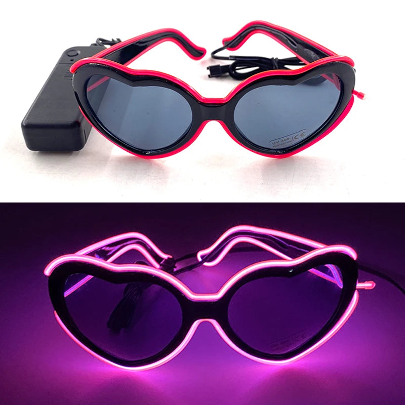 1PC Light Up LED Glasses Glow Sunglasses EL Wire Neon Glasses Glow in The Dark Party Supplies Neon Party Favors for Adults - 