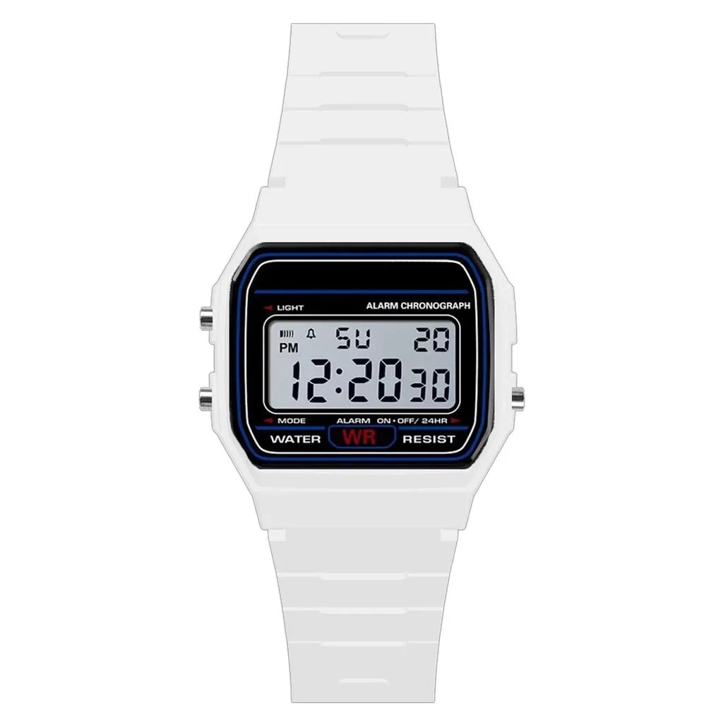 Luxury Men's Analog Digital Military Sport Watch LED Waterproof Wristwatch for Kids And Women with Bracelet Alarm - WHITE