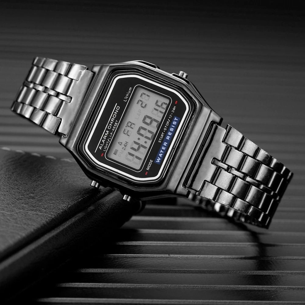 Luxury LED Digital Watch for Men Stainless Steel Men's Electronic Wristwatch Simple Business Gold Sliver Mens Watch Reloj Hom