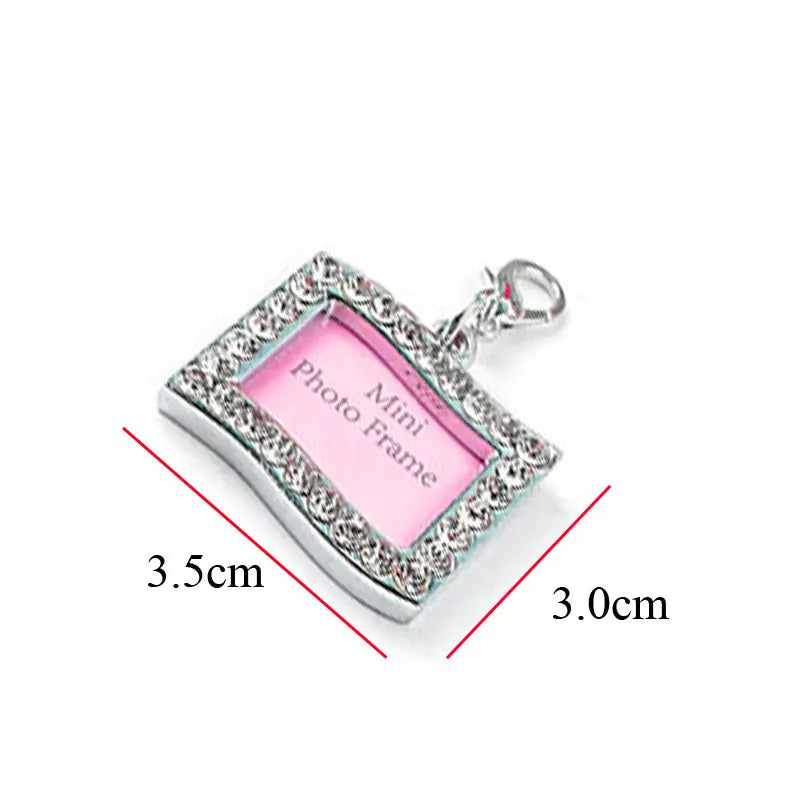 Dog ID Tag Pet Cat Collar Pendant Crystal Photo Frame Bone Heart Dog Tag Handwriting Name Phone Number Address Anti-lost Fash