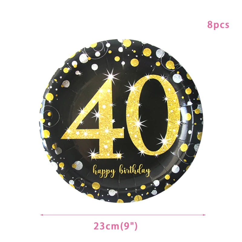 30th 40th 50th 60th birthday decorations Number Balloons Birthday Hanging Banner Flags for Adult 30th Anniversary Supplies - 