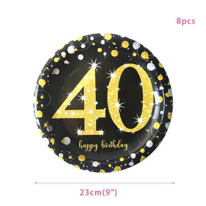 30th 40th 50th 60th birthday decorations Number Balloons Birthday Hanging Banner Flags for Adult 30th Anniversary Supplies - 