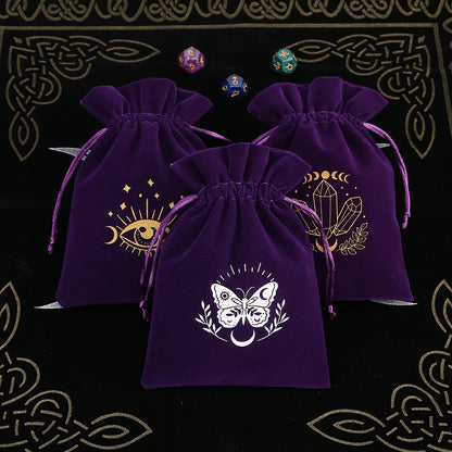 1Pcs Tarot Storage Velvet Bag Drawstring Suede Pocket Board Game Card Embroidery Package Witchcraft Supplies for Altar Tarot 