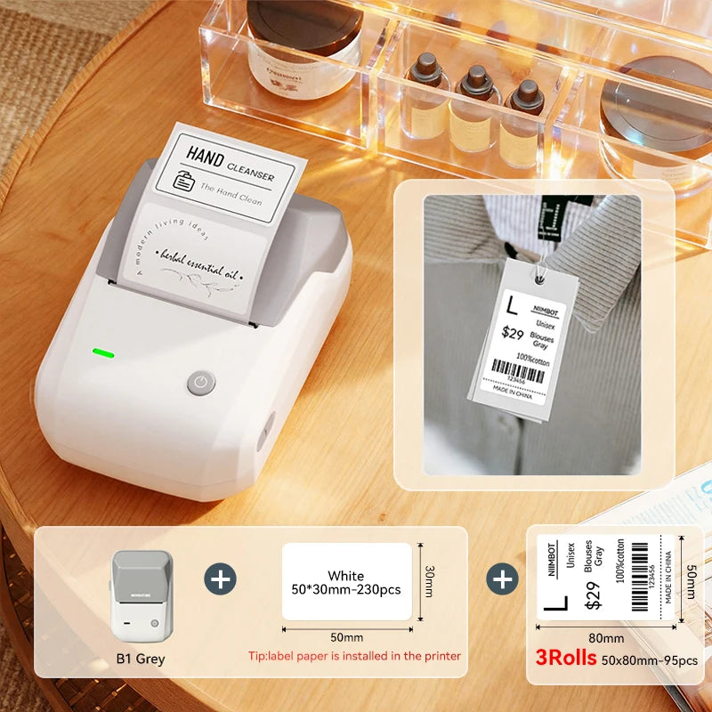 NIIMBOT B1 Portable Thermal Printer With Tapes 2 Inch Adhesive Label Printer Mini Bluetooth Sticker Maker Support Smartphones