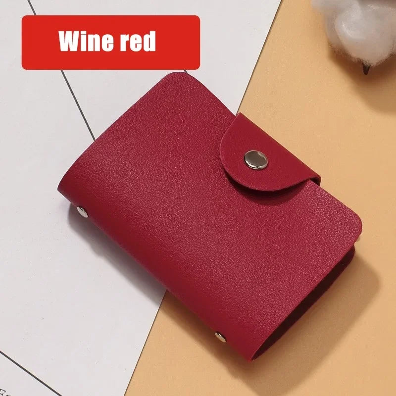 Business Card Holder Anti-theft ID Credit Card Holder Fashion Women's 24 Cards Slim PU Leather Pocket Case Coin Purse Wallet