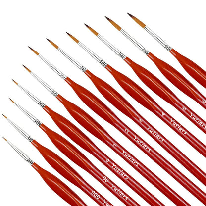 10/11pcs Miniature Paint Brushes, Detail Tip Paint Brushes Set With Ergonomic Handle - Suitable For Acrylic Painting, Oil, Wa