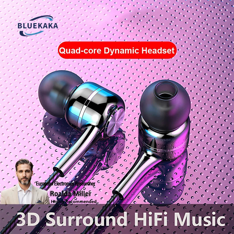 3.5mm Wired Earphone In Ear Headset HIFI Heavy Bass Earbuds Monitor Sports Headset Stereo Music Gaming Headphone With Microph